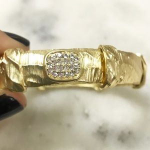 Bold Gold & Pave Cubic Zirconia Cuff Bracelet-Boutique